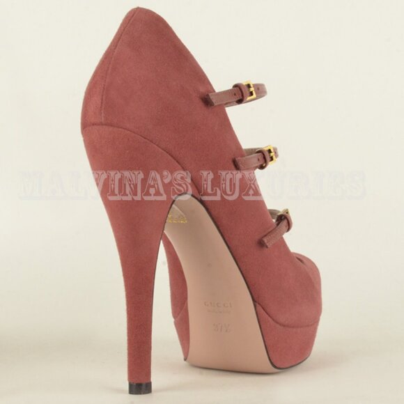GUCCI SHOES LISBETH HIGH HEEL MARY JANE SUEDE LEATHER PUMPS sz 40 / 10 - Picture 5 of 14